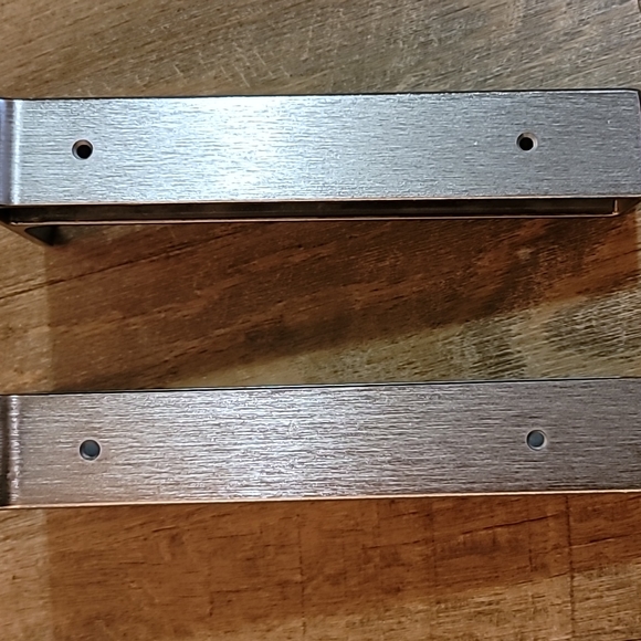 Floating shelves Like New black wood grain brushed aluminum ends set screws MINT - Picture 7 of 17